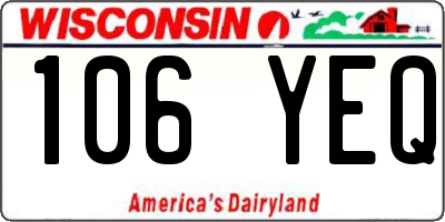WI license plate 106YEQ