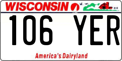 WI license plate 106YER