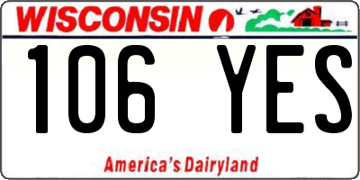 WI license plate 106YES