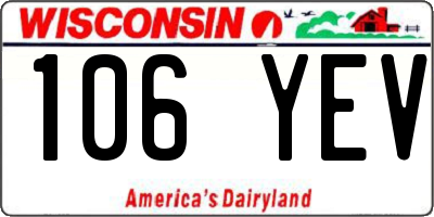 WI license plate 106YEV