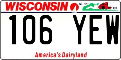 WI license plate 106YEW