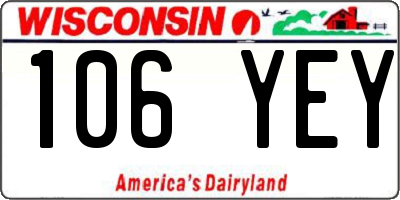 WI license plate 106YEY