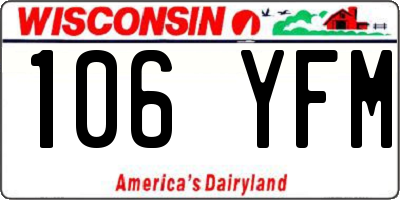 WI license plate 106YFM