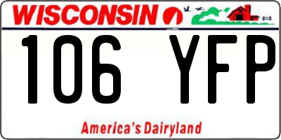 WI license plate 106YFP