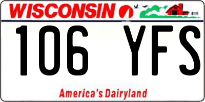 WI license plate 106YFS