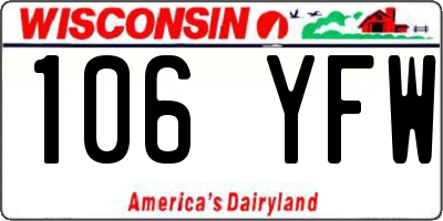 WI license plate 106YFW