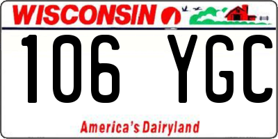WI license plate 106YGC