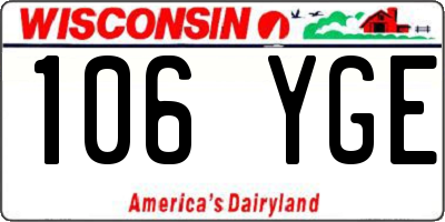 WI license plate 106YGE