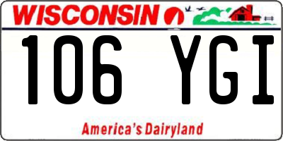 WI license plate 106YGI