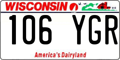 WI license plate 106YGR