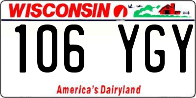 WI license plate 106YGY
