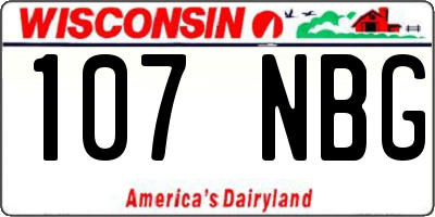 WI license plate 107NBG