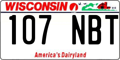 WI license plate 107NBT