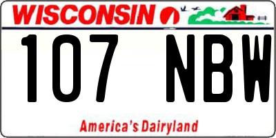 WI license plate 107NBW