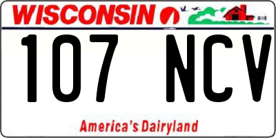 WI license plate 107NCV
