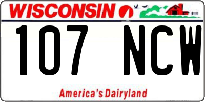WI license plate 107NCW