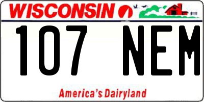 WI license plate 107NEM