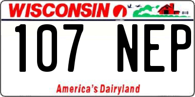 WI license plate 107NEP