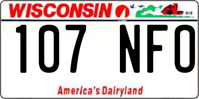WI license plate 107NFO
