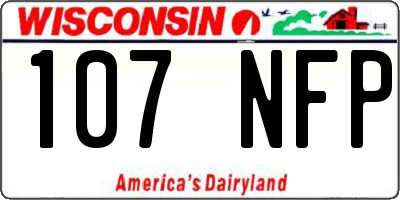WI license plate 107NFP