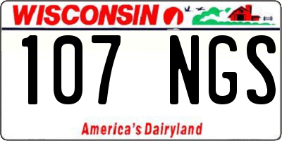 WI license plate 107NGS
