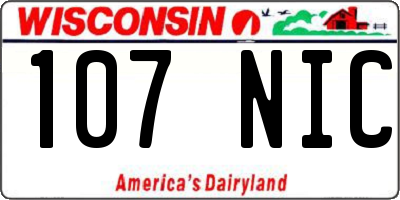 WI license plate 107NIC