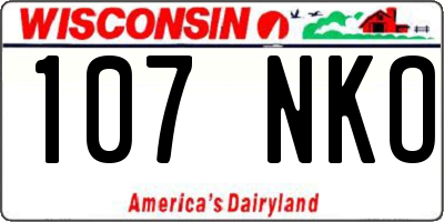 WI license plate 107NKO
