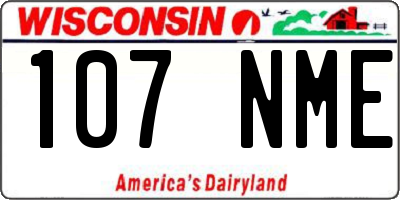 WI license plate 107NME