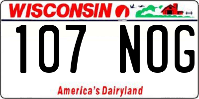 WI license plate 107NOG