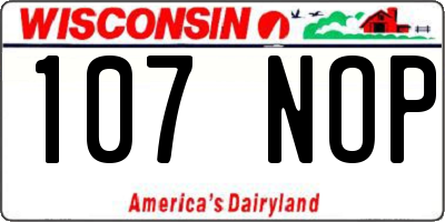 WI license plate 107NOP