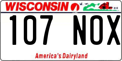 WI license plate 107NOX