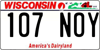 WI license plate 107NOY