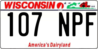 WI license plate 107NPF