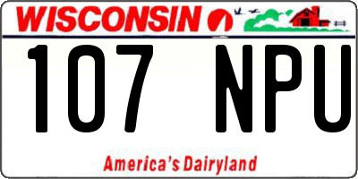WI license plate 107NPU