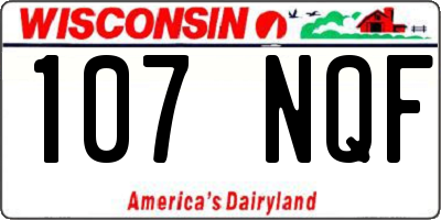 WI license plate 107NQF