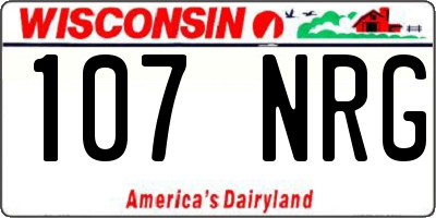 WI license plate 107NRG
