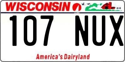 WI license plate 107NUX