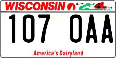 WI license plate 107OAA