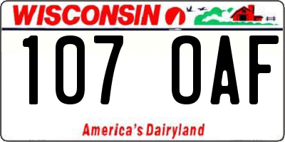 WI license plate 107OAF