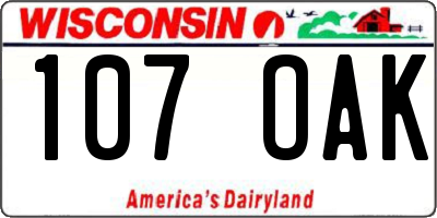 WI license plate 107OAK
