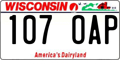 WI license plate 107OAP