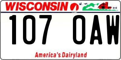 WI license plate 107OAW