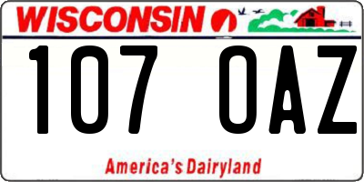 WI license plate 107OAZ