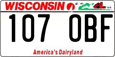 WI license plate 107OBF