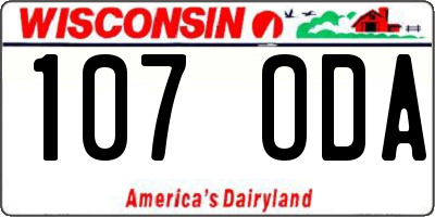WI license plate 107ODA