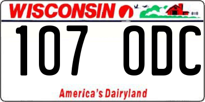 WI license plate 107ODC