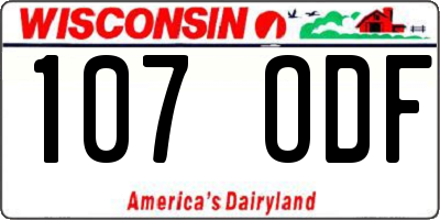 WI license plate 107ODF