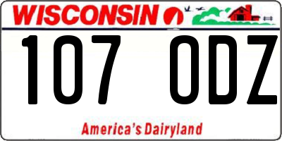 WI license plate 107ODZ