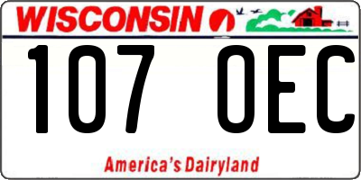 WI license plate 107OEC