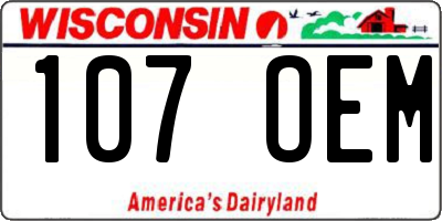 WI license plate 107OEM